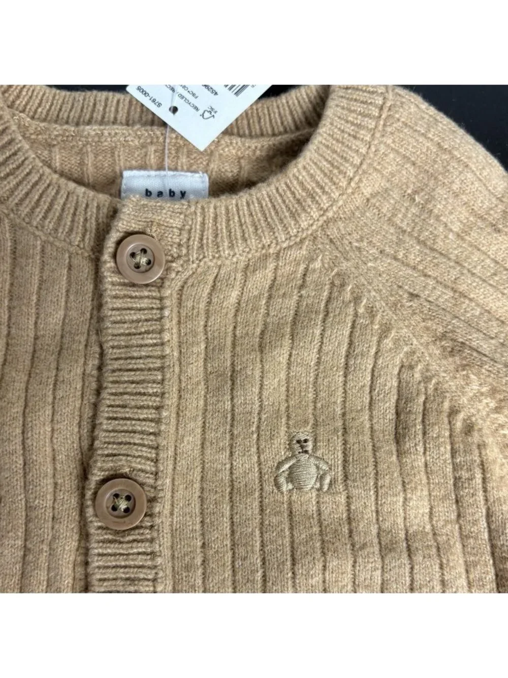 NWT BABY GAP Gender Neutral 3-6M Beige Ribbed Knit One-Piece Romper